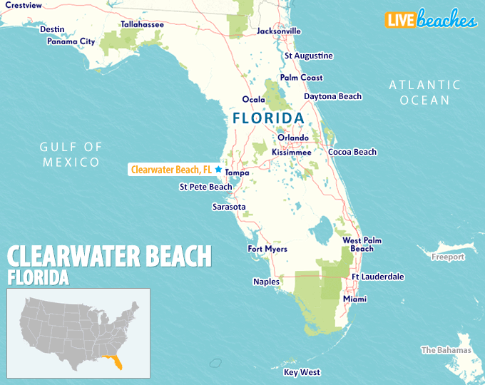 Clearwater Florida On Map Map of Clearwater Beach, Florida   Live Beaches
