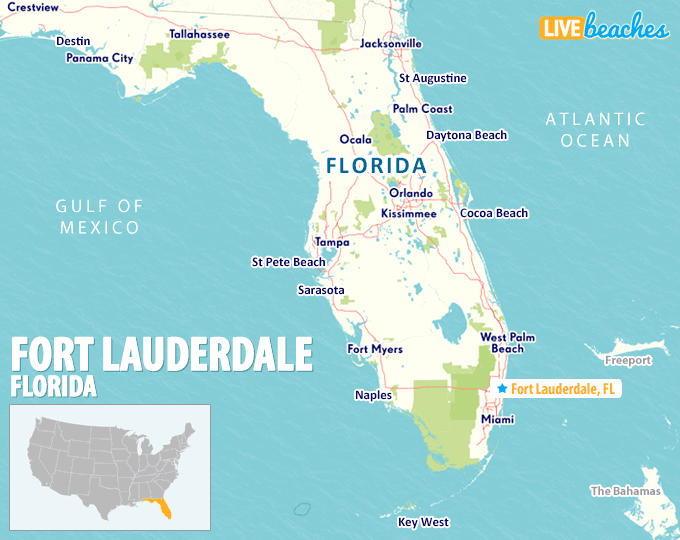 Fort Lauderdale Map Of Florida Map of Fort Lauderdale, Florida   Live Beaches