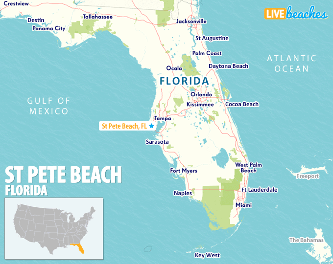 Map of St Pete Beach, Florida Live Beaches