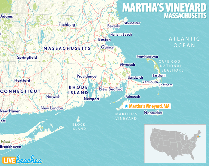 Map Of Marthas Vineyard Massachusetts Live Beaches