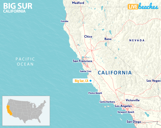 Map of Big Sur California - LiveBeaches.com