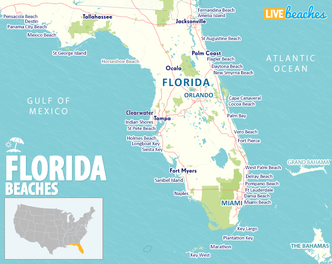 Beach Map Of Florida Map of Florida Beaches   Live Beaches