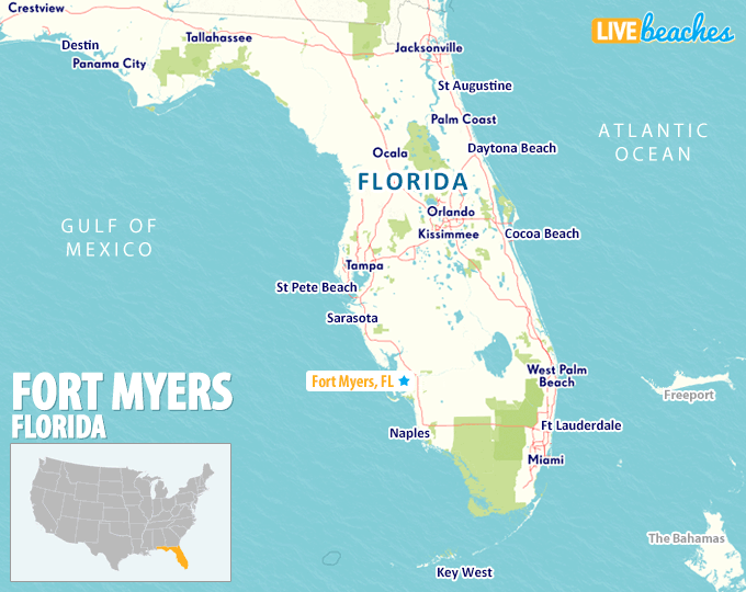 Map Of Florida Ft Myers Map of Fort Myers, Florida   Live Beaches