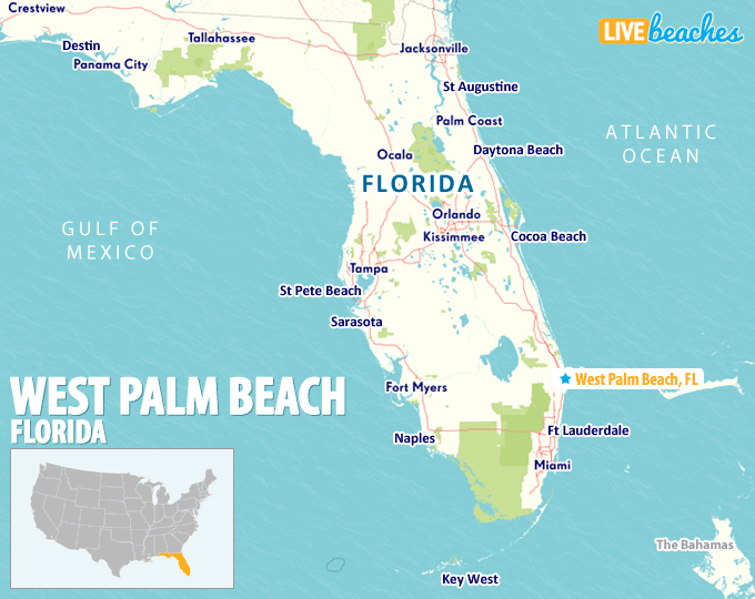 Map Of Florida Showing West Palm Beach Map of West Palm Beach, Florida   Live Beaches