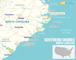 Map of Southern Shores, North Carolina - Live Beaches