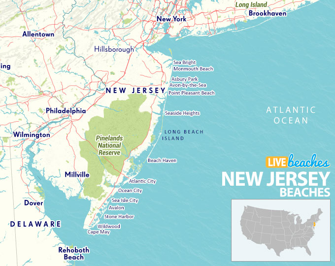 Map of Beaches in New Jersey - Live Beaches