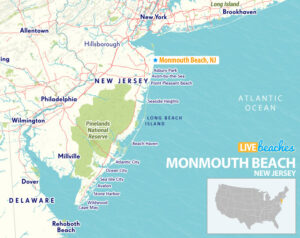 Map of Monmouth Beach, New Jersey - Live Beaches