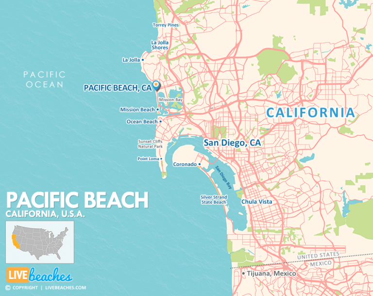 Map of Pacific Beach, California - Live Beaches