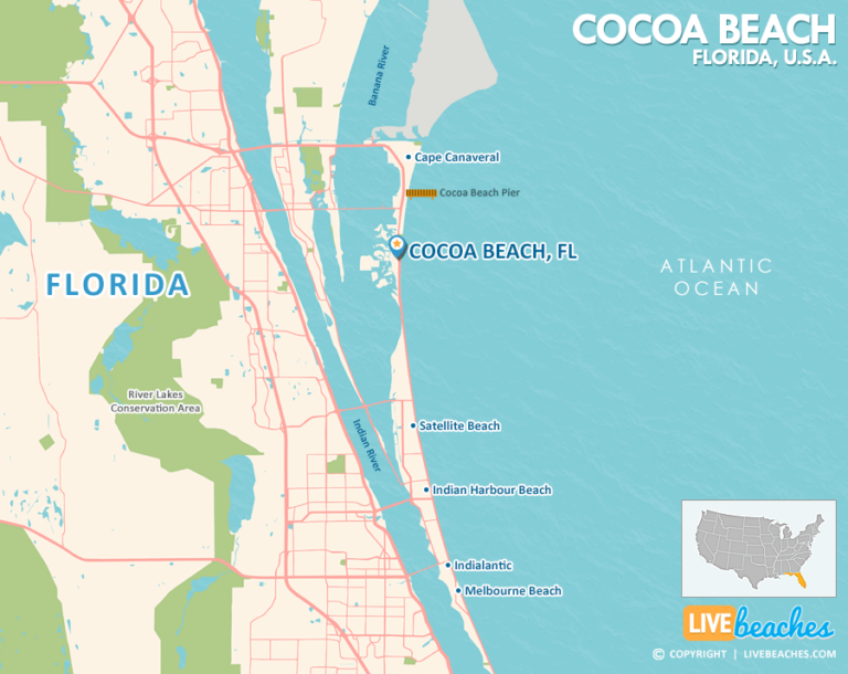 Map of Cocoa Beach, Florida - Live Beaches