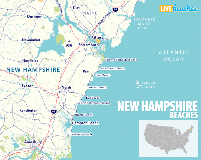 Map of Beaches in New Hampshire Live Beaches