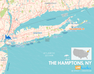 The Hamptons, New York Map, Long Island, Nearby Beaches & Coastal Towns | LiveBeaches.com