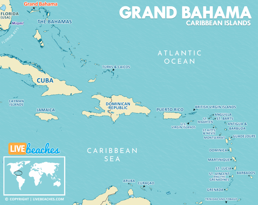 Map of Grand Bahama - Live Beaches