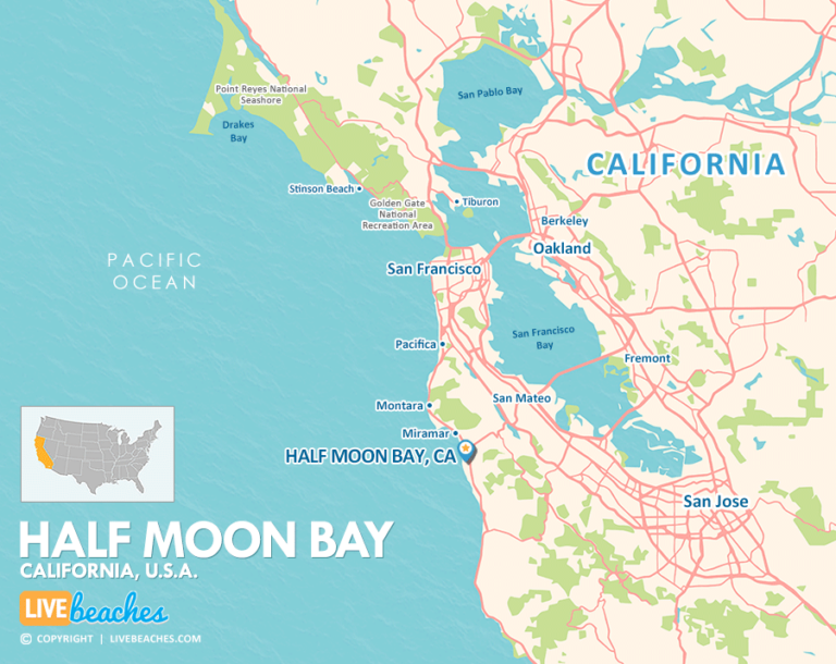 Map of Half Moon Bay, California - Live Beaches