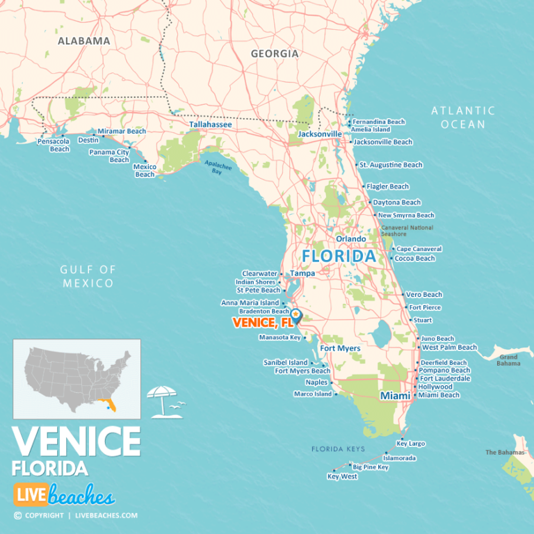 Map of Venice, Florida - Live Beaches