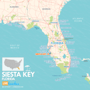 Map of Siesta Key Beach FL, United States, Visit Florida Beaches | Large Printable - LiveBeaches.com