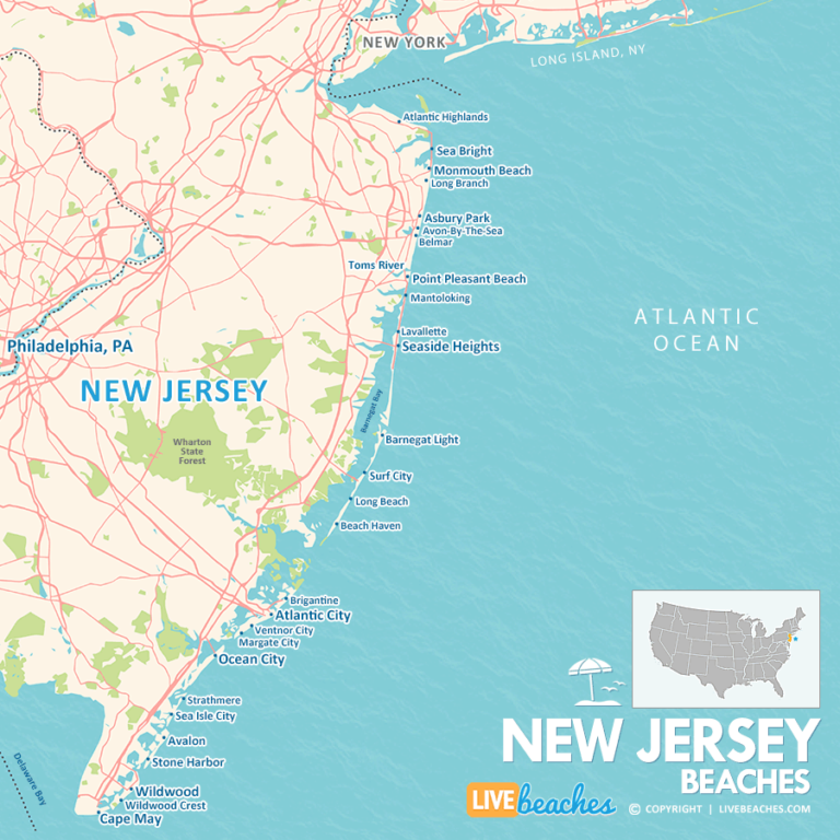 Map of Beaches in New Jersey - Live Beaches