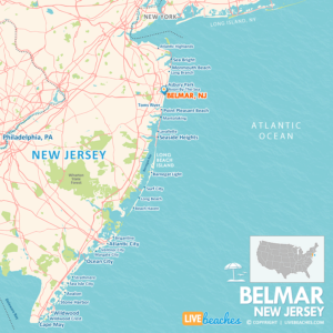 Map of Belmar Beach, NJ, Jersey Shore | Large Printable - LiveBeaches.com