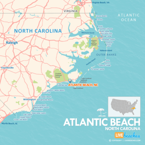 Map of Atlantic Beach, NC, Nearby Beaches | Large Printable - LiveBeaches.com