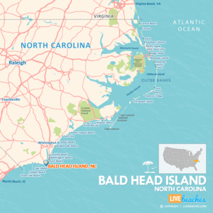 Map of Bald Head Island, NC, Nearby Beaches | Large Printable - LiveBeaches.com