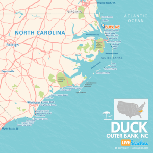 Map of Duck, NC, OBX, Nearby Beaches | Large Printable - LiveBeaches.com