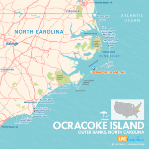 Map of Ocracoke Island, NC, Outer Banks, OBX | Large Printable - LiveBeaches.com