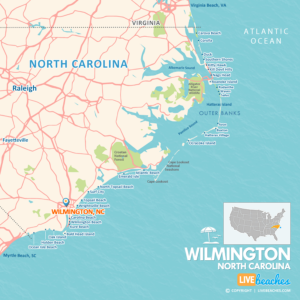 Map of Wilmington, NC, Nearby Beaches | Large Printable - LiveBeaches.com