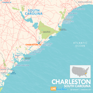 Map of Charleston, SC, Nearby Beaches | Large Printable - LiveBeaches.com