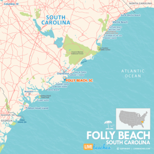 Map of Folly Beach, SC, Nearby Beaches | Large Printable - LiveBeaches.com