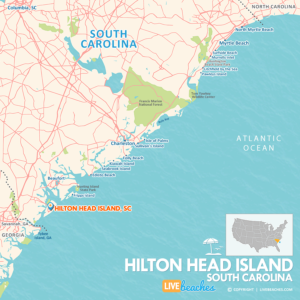 Map of Hilton Head Island, SC, Nearby Beaches | Large Printable - LiveBeaches.com