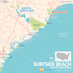 Map of Surfside Beach, SC, Nearby Beaches | Large Printable - LiveBeaches.com
