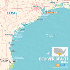 Boliver Beach Texas Map, Best Beaches, USA - LiveBeaches.com