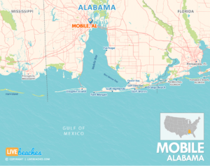 Mobile AL Map, Nearby Beaches in Alabama | LiveBeaches.com