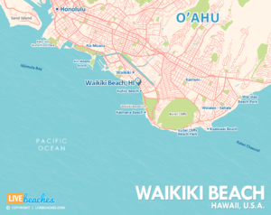 Map of Waikiki Beach, Hawaii, Oahu, Hawaiian Islands, U.S.A. | LiveBeaches.com