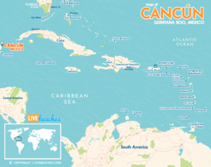 Map of Cancun - Live Beaches