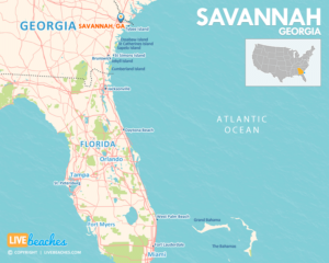 Savannah, Georgia Map, Visit Best Beaches in Georgia | LiveBeaches.com