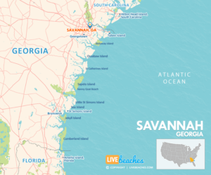 Map of Savannah, Georgia - Live Beaches