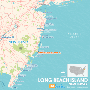 Map of Long Beach Island, New Jersey, Coastal Towns and Beaches, Large Printable