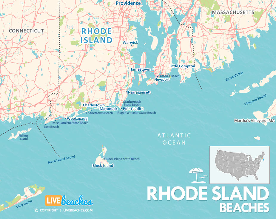 Map of Beaches in Rhode Island - Live Beaches