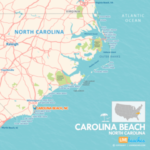 Map of Carolina Beach, North Carolina, Coastal Towns and Beaches, Large Printable