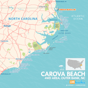 Map of Carova Beach, North Carolina, Outer Banks, OBX, Coastal Towns and Beaches